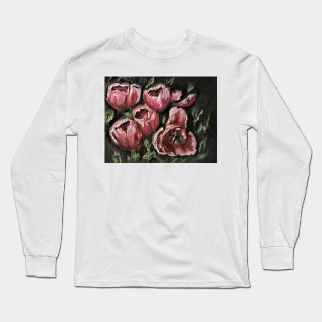 Pink Tulips For Erika Long Sleeve T-Shirt by cjkell